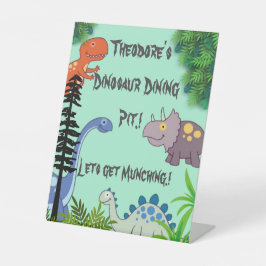 Dinosaurussen Rock Verjaardag Party Snacks Sign Reclamebord Met Voetstuk