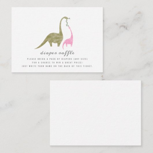 Dinosaurussen Roze Baby shower Luier Raffle Informatiekaartje (Voorkant / Achterkant)