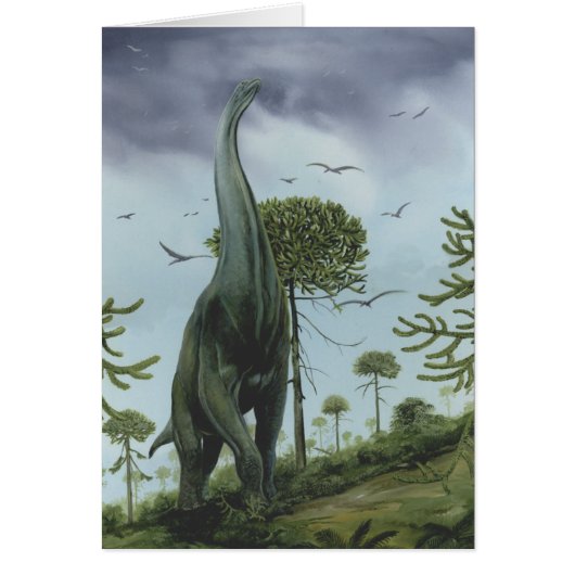 dinosaurussen, Sauroposeidon met vogels die vlieg (Voorkant)
