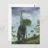  dinosaurussen, Sauroposeidon met vogels die vlieg Briefkaart (Voorkant / Achterkant)