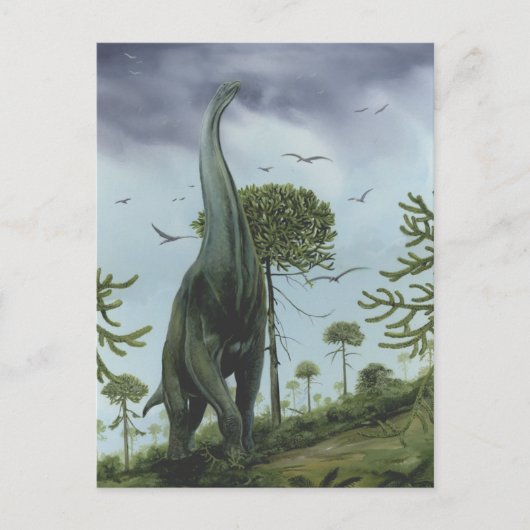  dinosaurussen, Sauroposeidon met vogels die vlieg Briefkaart (Voorkant)