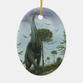 dinosaurussen, Sauroposeidon met vogels die vlieg Keramisch Ornament (Voorkant)