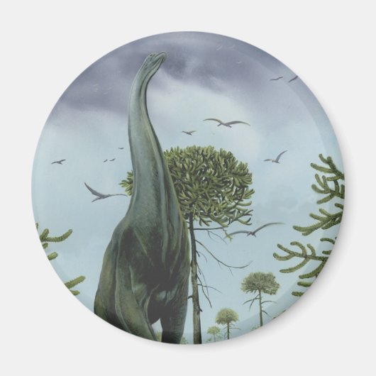  dinosaurussen, Sauroposeidon met vogels die vlieg Magneet (Voorkant)