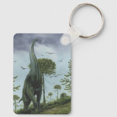 dinosaurussen, Sauroposeidon met vogels die vlieg Sleutelhanger (Achterkant)