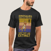 Dinosaurussen speelden nu niet meer op disc golf t-shirt (Voorkant)
