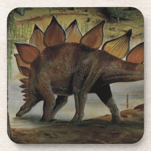  dinosaurussen, Stegosaurus, staart met pieken Bier Onderzetter (Voorkant)