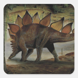  dinosaurussen, Stegosaurus, staart met pieken Vierkante Sticker