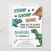 Dinosaurussen Stomp Chomp Roar Birthday Party, elk Kaart (Voorkant)