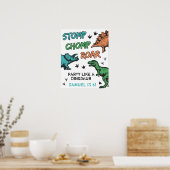 Dinosaurussen Stomp Chomp Roar Birthday Party, elk Poster (Keuken)