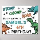 Dinosaurussen Stomp Chomp Roar Birthday Party, elk Poster (Voorkant)