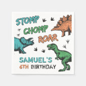 Dinosaurussen Stomp Chomp Roar Birthday Party, elk Servet (Voorkant)