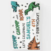 Dinosaurussen Stomp Chomp Roar Birthday Party, elk Spandoek (Verticaal)