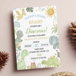 Dinosaurussen Stomp Chomp Uitnodiging voor verjaar