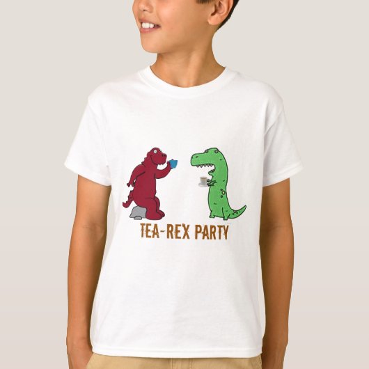 Dinosaurussen T-Rex Tea Party Grappig ontwerp Dino T-shirt (Voorkant)