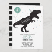 Dinosaurussen T-Rex Verjaardagsfeest Uitnodigen Kaart (Voorkant / Achterkant)