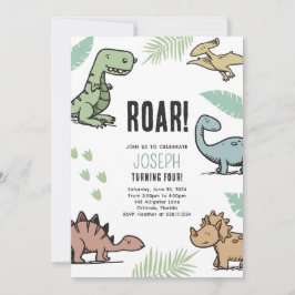 Dinosaurussen T-Rex Verjaardagsfeest Uitnodigen Kaart