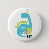 Dinosaurussen Theme "Verjaardags Jongen" Aangepast Ronde Button 5,7 Cm (Voorkant)