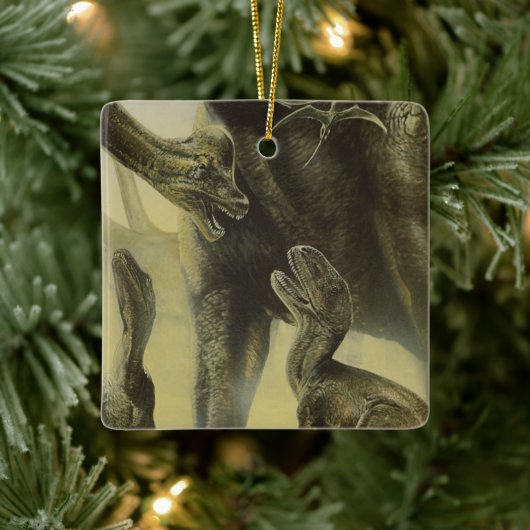  dinosaurussen, Torvosaurus en Brachiosaurus Keramisch Ornament (Boom)