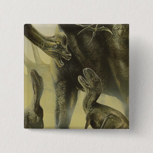dinosaurussen, Torvosaurus en Brachiosaurus Vierkante Button 5,1 Cm (Voorkant)