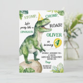 Dinosaurussen Uitnodiging voor verjaardagsfeestje (Staand voorkant)