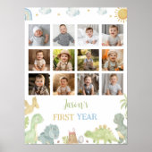 Dinosaurussen Verjaardag Eerste jaar Foto Mijlpaal Poster (Voorkant)