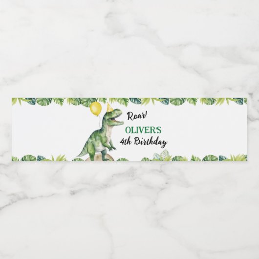 Dinosaurussen Verjaardag Water Fles Label Waterfles Etiket (Enkel label)