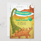 Dinosaurussen Verjaardagsfeest Kinder Jongen Kaart (Voorkant)