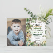 Dinosaurussen Verjaardagsfeest Stomp Chomp Roar Fo Kaart (Staand voorkant)