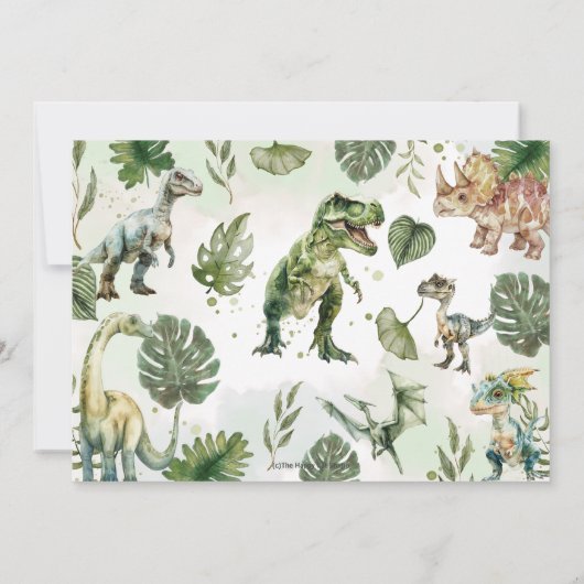 Dinosaurussen Verjaardagsfeest Stomp Chomp Roar Fo Kaart (Achterkant)