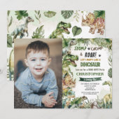 Dinosaurussen Verjaardagsfeest Stomp Chomp Roar Fo Kaart (Voorkant / Achterkant)