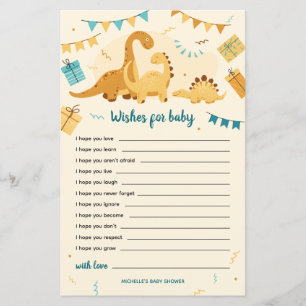Dinosaurussen Wensen voor Baby shower Game