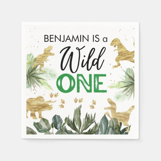 Dinosaurussen Wild Een 1e verjaardag Servet (Voorkant)