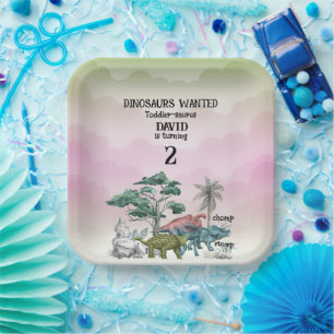 Dinosaurussen wilden peuter 2e. Birthday Papieren Bordje