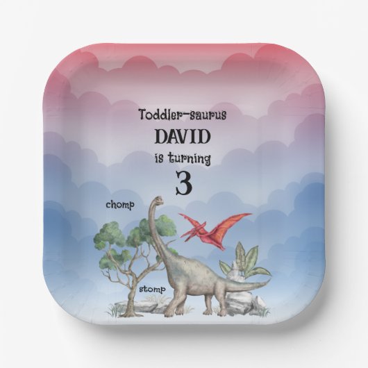 Dinosaurussen wilden peuter verjaardag papieren bordje (Voorkant)