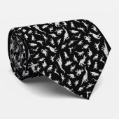 Dinosaurussen - wit op zwart stropdas (Opgerold)