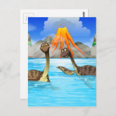 Dinosaurussen zwemmen in het meer briefkaart (Voorkant / Achterkant)