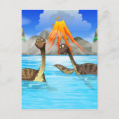 Dinosaurussen zwemmen in het meer briefkaart (Voorkant)
