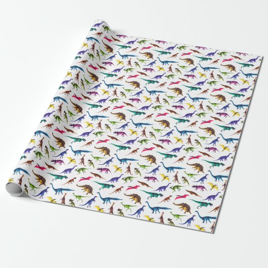 Dinosaurussilhouetten: schetspatroon. cadeaupapier (Uitgerold)