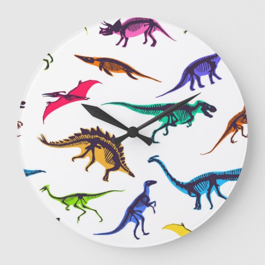 Dinosaurussilhouetten: schetspatroon. grote klok (Voorkant)