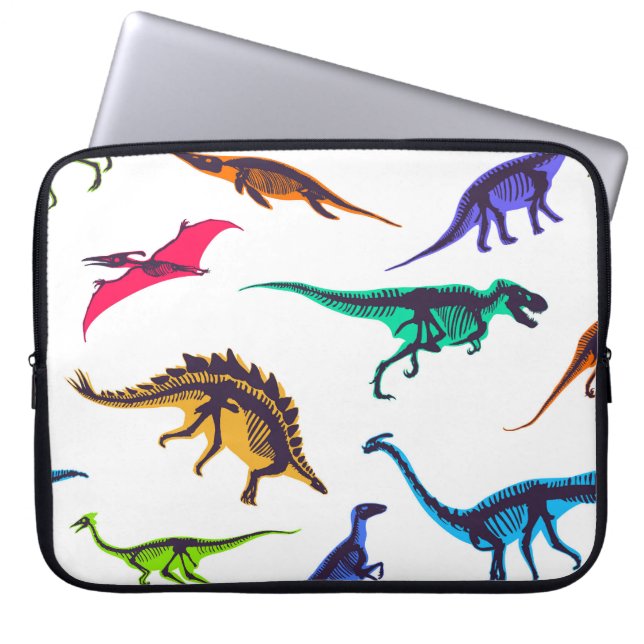 Dinosaurussilhouetten:  schetspatroon. laptop sleeve (Voorkant)