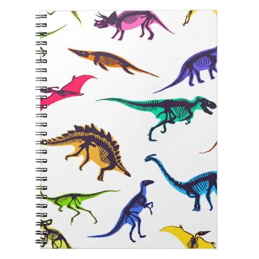 Dinosaurussilhouetten:  schetspatroon. notitieboek (Voorkant)