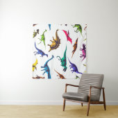 Dinosaurussilhouetten:  schetspatroon. wandkleed (In Situ (horizontaal))
