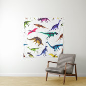 Dinosaurussilhouetten:  schetspatroon. wandkleed (In situ)