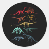 Dinosaurusskeletten Dino Ronde Sticker (Voorkant)
