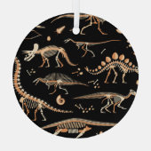 Dinosaurusskeletten, fossielen,  patroon. glas ornament (Achterkant)