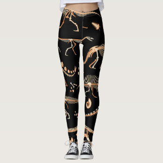 Dinosaurusskeletten, fossielen, patroon. leggings