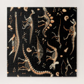 Dinosaurusskeletten, fossielen,  patroon. legpuzzel (Horizontaal)