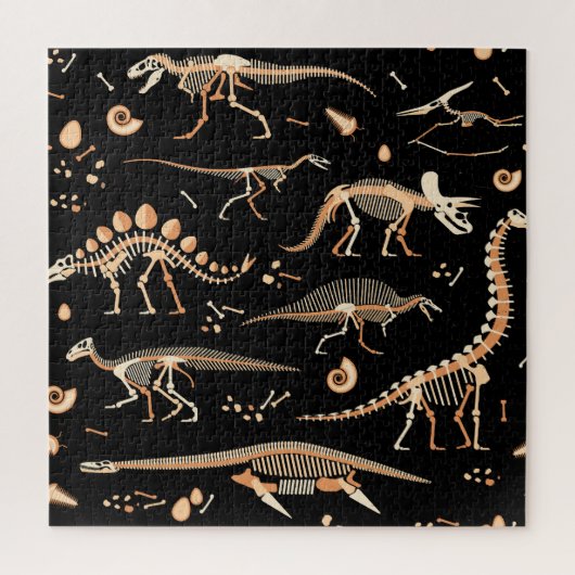 Dinosaurusskeletten, fossielen,  patroon. legpuzzel (Verticaal)