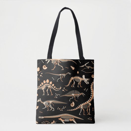 Dinosaurusskeletten, fossielen,  patroon. tote bag (Voorkant)