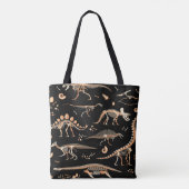Dinosaurusskeletten, fossielen,  patroon. tote bag (Achterkant)